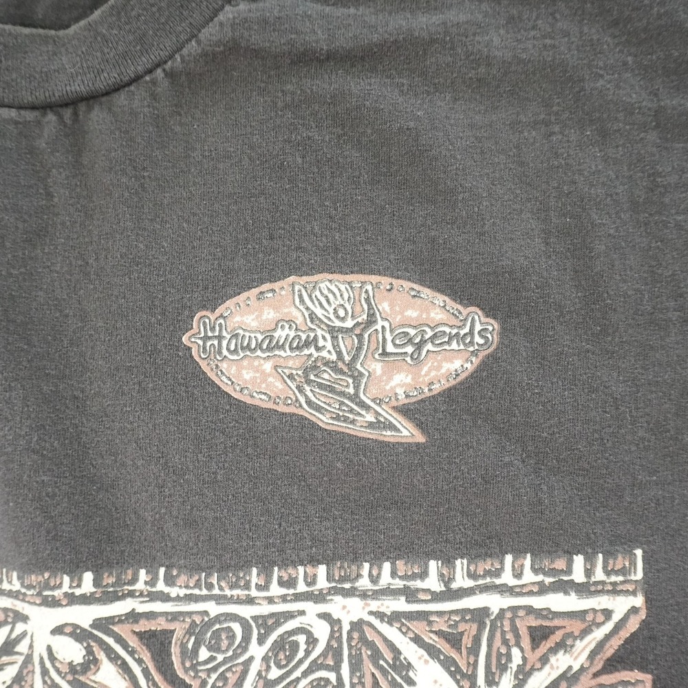 Vintage Hawaiian Legends Surfwear T-Shirt Mens XL Black Tiki Floral - Picture 3 of 11